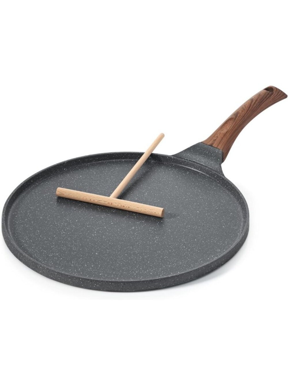 12" Nonstick Crepe & Pancake Pan with Granite Coating - Gray Kitchen Essential